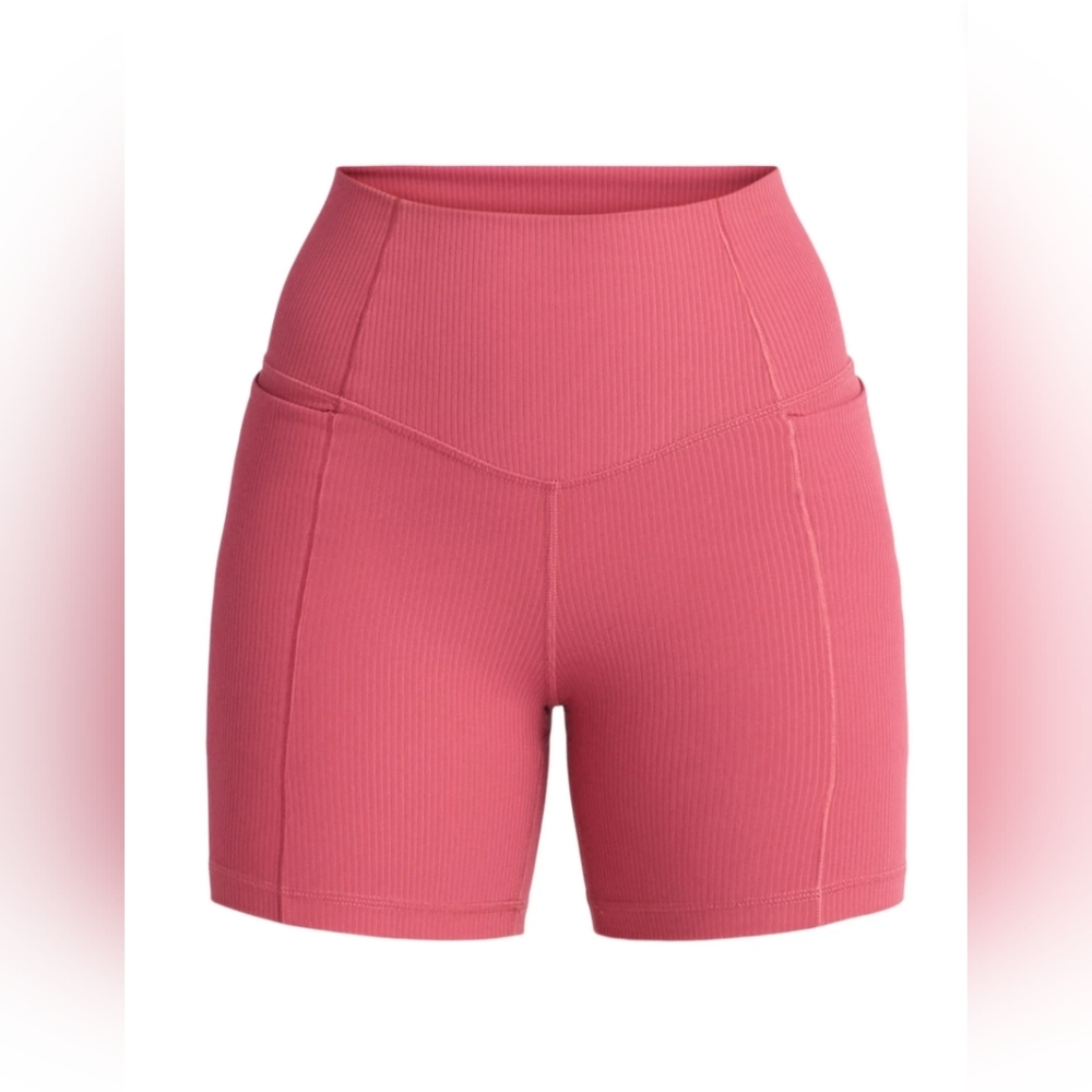 Avia Women's Size XS (0-2) Ribbed SoftSculpt Bike Shorts Garnet Rose Pink NWT